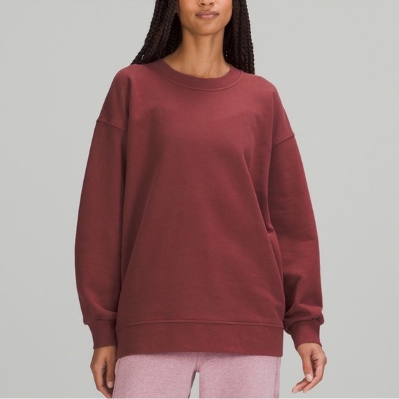 lululemon athletica Sweaters - Lululemon perfectly oversized crew smokey red